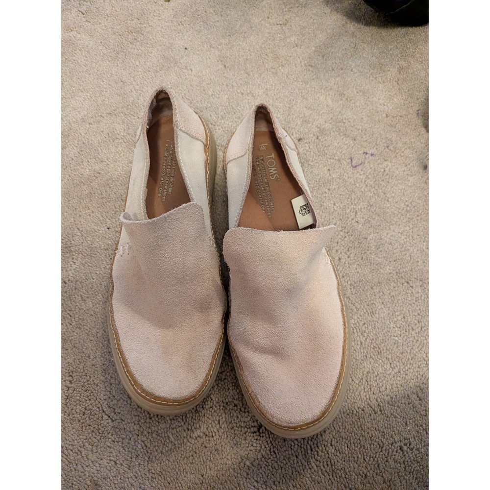 TOMS Cabrillo Suede Slip On Sneakers Cream Sand Womens Size 7 Low Top Shoes